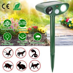 Solar Ultrasonic Animal Repeller PIR Motion Sensor Animal Repellent Chaser IPX4 Waterproof for Farm Garden Yard to Drive Raccoon Squirrel Rat Skunk Ra (Type: LED)