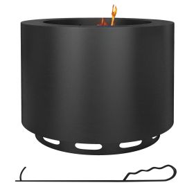 Outsunny Smokeless Fire Pit, 19" Portable Wood Burning Firepit with Poker, Low Smoke Camping Bonfire Stove for Backyard Patio Picnic, Stainless S (Color: as Pic)