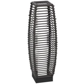 Outsunny Solar Floor Lamp, Outdoor Rattan Garden Lantern Pathway Light & Decorative Driveway Lighting with Auto On/Off LED Lights for Porch, Yard (Color: as Pic)