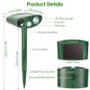 Solar Ultrasonic Animal Repeller PIR Motion Sensor Animal Repellent Chaser IPX4 Waterproof for Farm Garden Yard to Drive Raccoon Squirrel Rat Skunk Ra