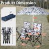 Portable Folding Picnic Double Chair with Umbrella, Table & Cooler – Beach Camping Chair, Red/Gray Palm Tree Design