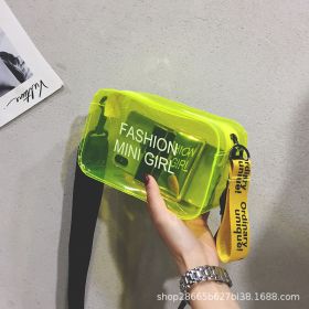 Transparent Square Fashion Trend Jelly Single Shoulder Diagonal Cross Bag (Color: Yellow)
