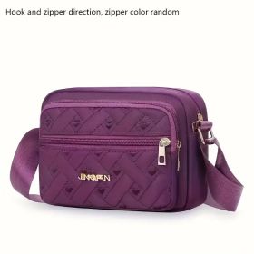 New Oxford Cloth Multi-Layer Crossbody Bag Women's Bag Casual Embroidery Shoulder Mobile Phone Change Small Cloth Bag Business Bag (Color: Purple)