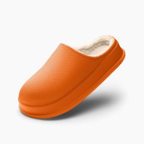 EVA Autumn And Winter Poop Feeling Plus Size Couple Waterproof Non-slip Warm Home Cotton Slippers (Option: 44or45-Caramel Color)